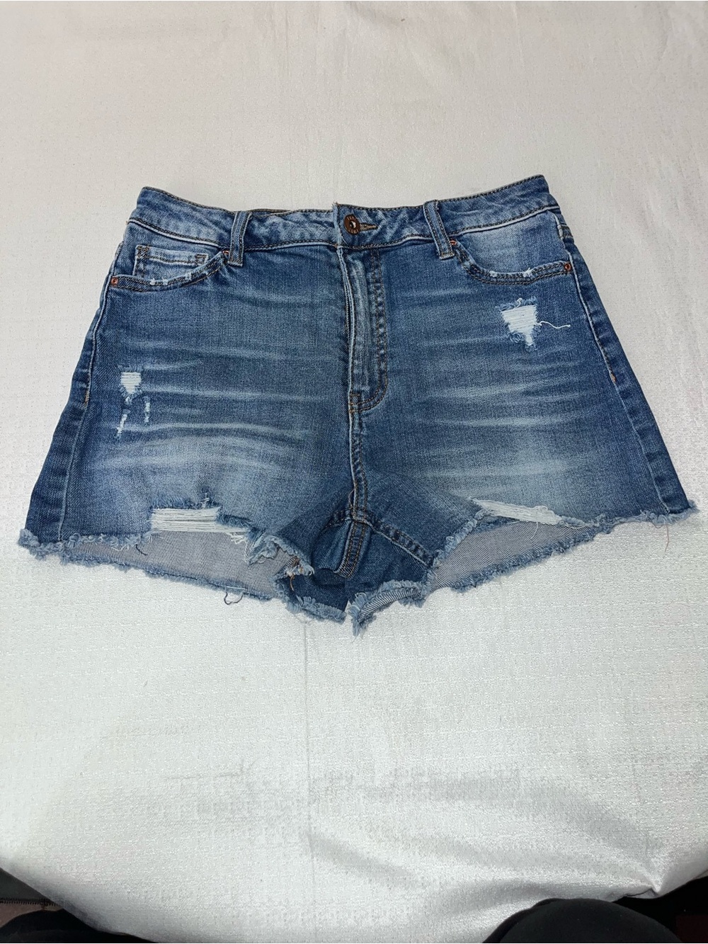 True Craft Distressed Blue Denim Jean Shorts size 9